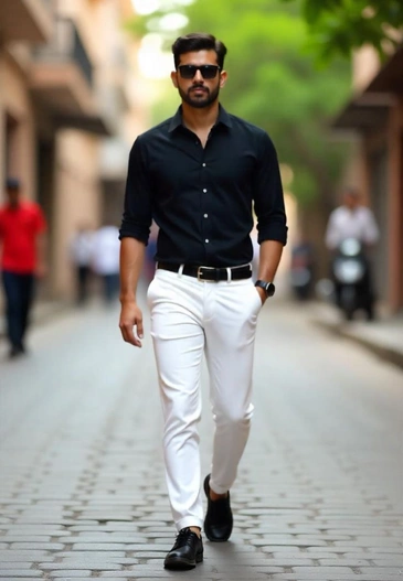 Modern man wearing black shirt