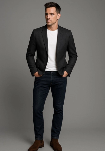 Man in blazer and jeans