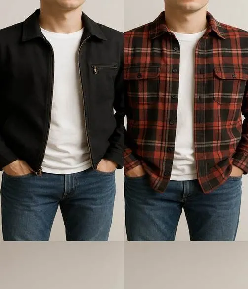 Casual jackets and denim jeans for men.