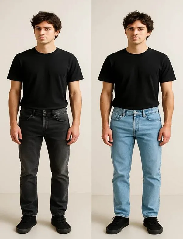 Black hoodie paired with light jeans