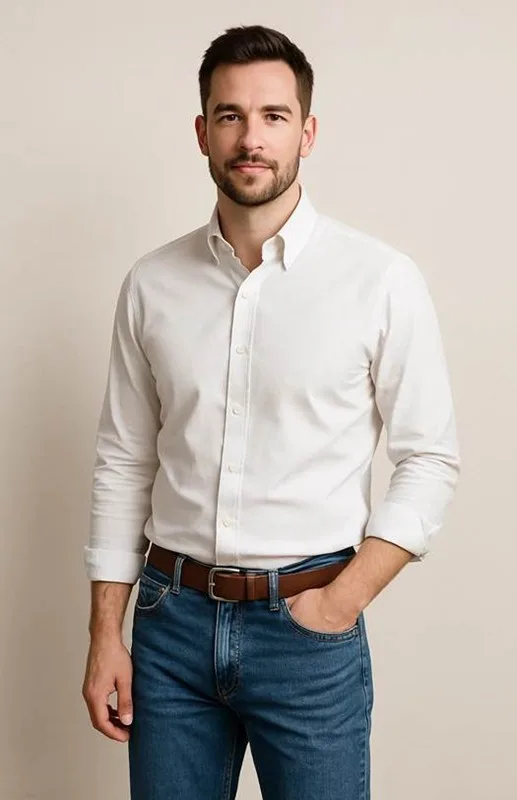 Classic white button-up shirt for men