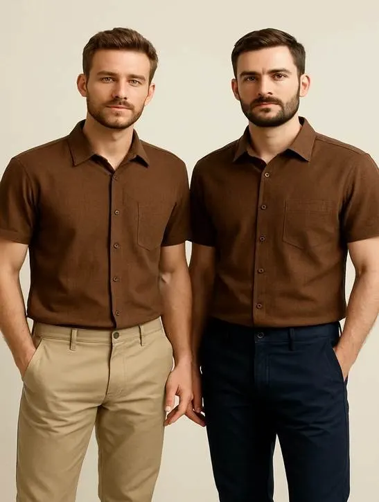 Men wearing brown shirt outfits